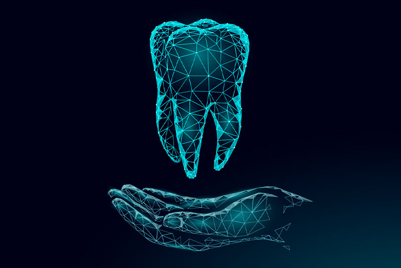 3d isometric hand holding tooth